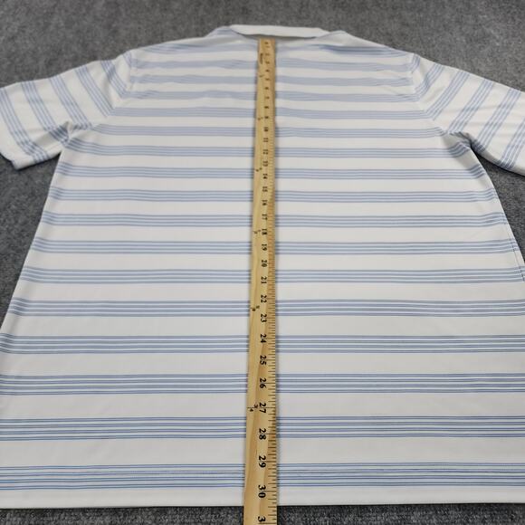 Nike Golf Shirt Mens XL White Blue Striped Active Tour Performance Polo Seaview - Picture 6 of 16